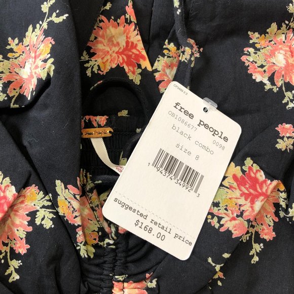 FREE PEOPLE Floral Black Sea Glass Midi Dress - Picture 7 of 7